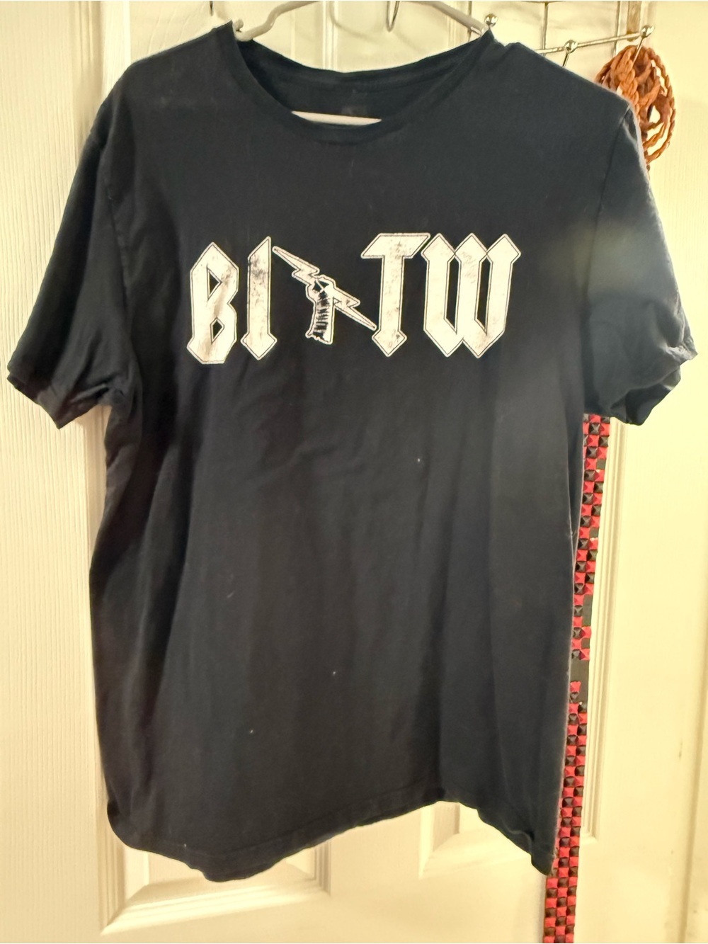 WWE Black Short Sleeve Tee with White Chest Graphic CM Punk